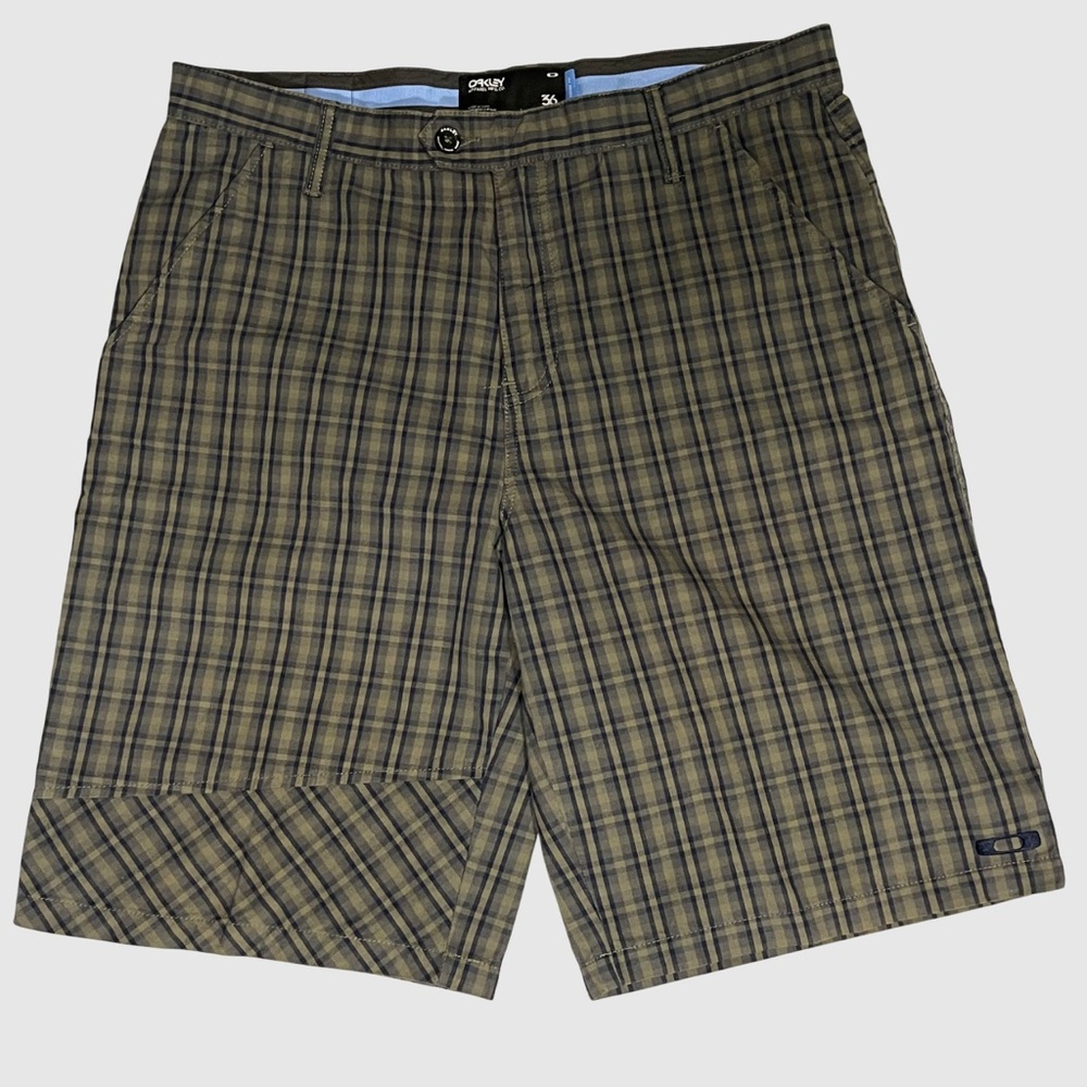Oakley Loose Fit Plaid Flat Front Shorts Cotton Casual Skateboard Travel Mens 36